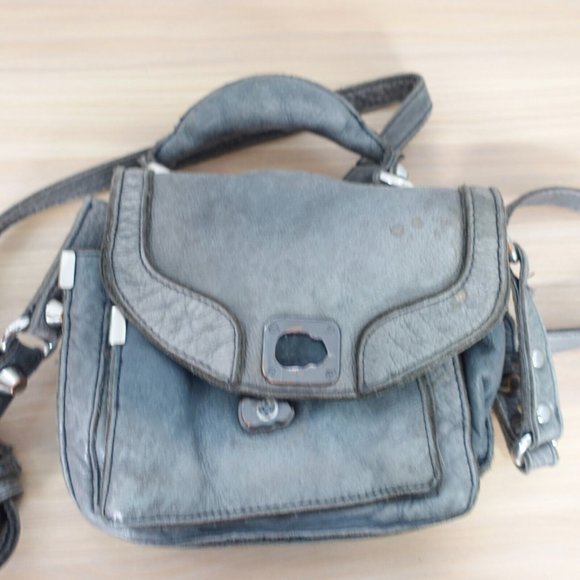 ZADIG VOLTAIRE Bag Leather Crossbody Blue Sling Studded Purse Small 2 Way 90s - Picture 4 of 16